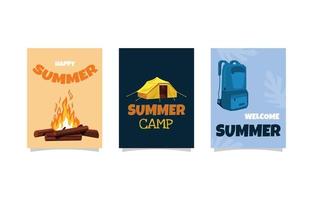 Summer Time Camping Tent Simple Card Template vector