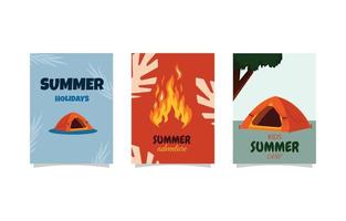 plantilla de tarjeta simple de tienda de campaña de verano vector