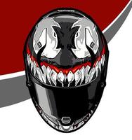 cool helmet with monster pattern vector