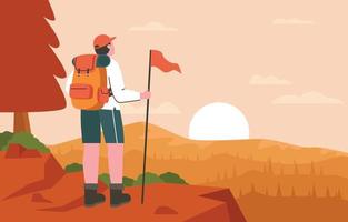 Hike To The Mountains In Autumn vector