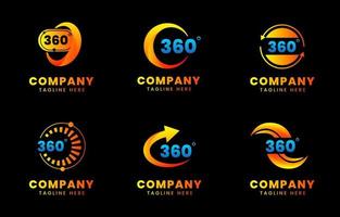 360 Logo Set in Gradient Color vector