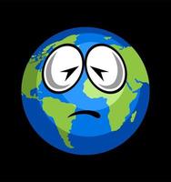 world globe with pain face vector