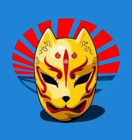 yellow traditional japanese mask vector