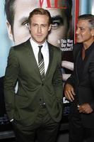 LOS ANGELES, SEPT 27 -  Ryan Gosling, George Clooney arriving at the The Ides Of March LA Premiere at the Academy of Motion Picture Arts and Sciences on September 27, 2011 in Beverly Hills, CA photo