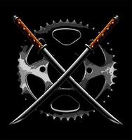 two sword on a sprocket background vector