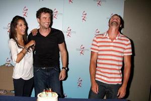 LOS ANGELES, AUG 27 -  Christel Khalil, Daniel Goddard, Joshua Morrow attending the Daniel Goddard Fan Event 2011 at the Universal Sheraton Hotel on August 27, 2011 in Los Angeles, CA photo