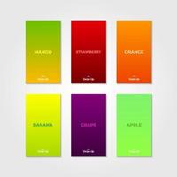 Beautiful color gradient of fruit. Set of social media post template with colorful background vector