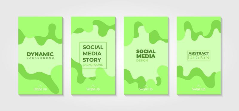 Collection of social media story templates. Abstract creative design. Unique editable dynamic background suitable for sharing your idea or business on social media. Green background design