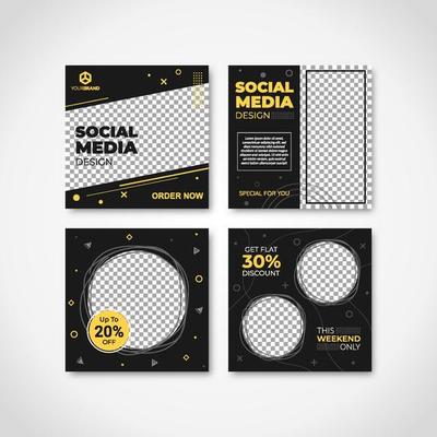 Trendy editable social media banner. Set of modern advertisement post template. Suitable for fashion post content, culinary, food and beverages, and digital marketing.