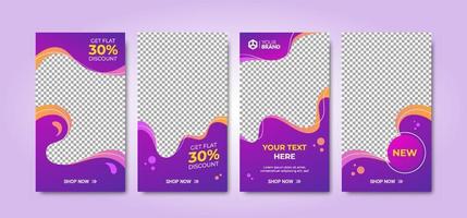 Trendy editable social media story banner. Set of modern advertisement post template. Stylish liquid design. Suitable for fashion post content, culinary, food and beverages, and digital marketing. vector