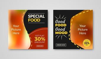 banner de publicación en redes sociales para promoción de alimentos adecuado para publicidad de banner, web y promoción de contenido de alimentos. plantilla de diseño de moda vector