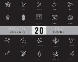 Grains and cereals icons. In lineart, outline style. For wesite design, mobile app, software vector