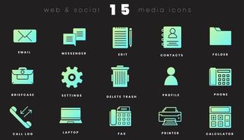 iconos de degradado sólido de vercor para aplicaciones web y software en colores de moda vector