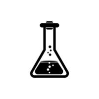 icono de vector negro de tubo de ensayo. matraz de laboratorio de química, símbolo de la ciencia.