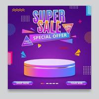 Super sale promo banner template vector