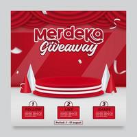 Indonesia's independence day giveaway contest social media post template vector