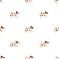 Cute dogs Jack Russell Terrier. Fanny animals . Vector hand drawn seamless pattern. Perfect for baby, kids apparel, print design, textile. White background.