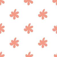 Floral seamless vector pattern with flowers. Spring flora. Simple hand-drawn kids style. Pretty ditsy for fabric, textile, wallpaper. Digital paper in white background