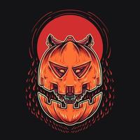 Ilustración de vector de cabeza de lobo de halloween de calabaza