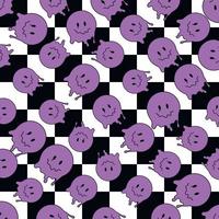 Funny smile dope faces seamless pattern. psychedelic surreal techno melt smile background. Trippy faces, techno, melting smile face cartoon background wallpaper concept art. Y2K aesthetic vector