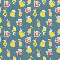 fruits Alcohol cocktails seamless pattern. juice cocktail beverages in different glasses pattern. Vector seamless pattern design for textile, fashion, paper, packaging, wrapping and branding