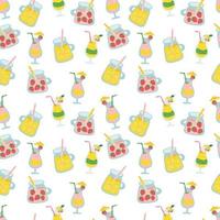 fruits Alcohol cocktails seamless pattern. juice cocktail beverages in different glasses pattern. Vector seamless pattern design for textile, fashion, paper, packaging, wrapping and branding