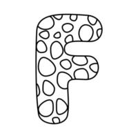 Letter F. Coloring page book for children of English, American alphabet. Hand drawn vector alphabet letters sign doodle font set. Vector illustration
