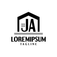 letra j y a dentro de una casa. Bueno para empresa inmobiliaria o cualquier negocio relacionado con la vivienda. vector