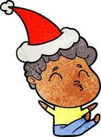 textured cartoon of a man pouting wearing santa hat vector