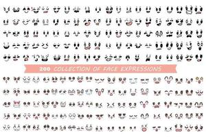 collection of emotions, face expression feelings collection illustration and vector