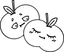 line drawing cartoon apples vector