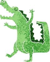 quirky retro illustration style cartoon crocodile vector