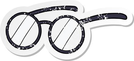 distressed sticker of a cartoon spectacles vector