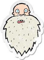 retro distressed sticker of a cartoon bearded man vector