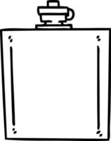 quirky line drawing cartoon hip flask vector