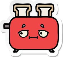 sticker of a cute cartoon of a toaster vector