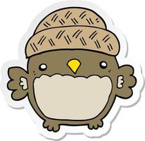 sticker of a cute cartoon owl in hat vector