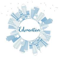 Outline Edmonton Skyline with Blue Buildings and Copy Space. vector