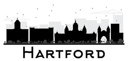 Hartford City skyline black and white silhouette. vector