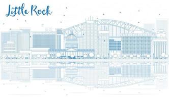 Outline Little Rock skyline with blue buildings and reflections. vector