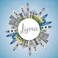 Lima Skyline with Gray Buildings, Blue Sky and Copy Space. vector