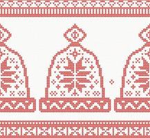 Knitted Cap Seamless Pattern in Red Color. vector