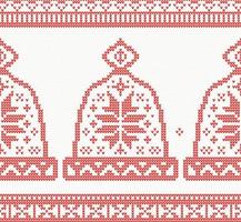 Knitted Cap Seamless Pattern in Red Color. vector