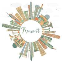 horizonte abstracto de la ciudad de kuwait con edificios de color. vector