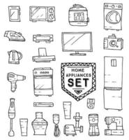 Home appliances doodle set. Vector illustration.