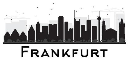 Frankfurt City skyline black and white silhouette. vector