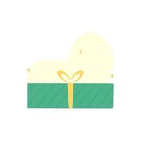 Cute present gift box vector illustration. Gift box with ribbon. Surprise event celebration, design for greeting. for present, birthday or New Year and Christmas