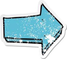 distressed sticker of a cartoon arrow vector