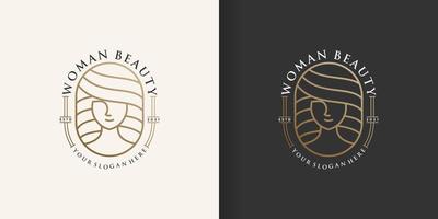 Woman beauty logo with golden creative line art style Premium Vector part 1