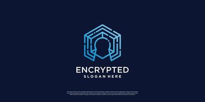 Cube logo technology with encryption concept Premium Vector